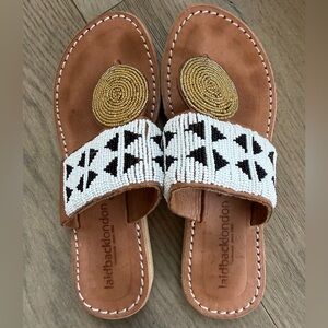 Laidback London Heron beaded leather sandals